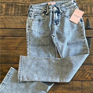 Juicy Couture mid-rise Straight Leg Jeans Distressed Girls SZ 8 NWT